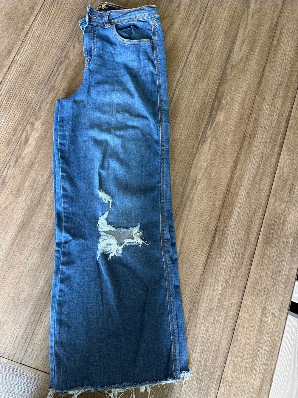 Indigo Rein Blue Distressed Denim Jeans - Flare/Wide Leg - Picture 2 of 7